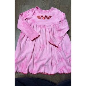 Vintage pink tie die dress with hearts size 6